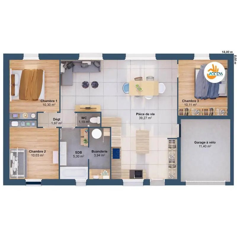 Maison à vendre, 82m², Saint-Paterne-Racan