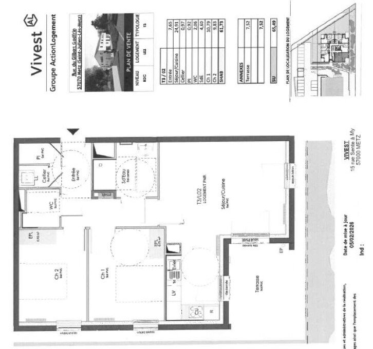 Appartement à louer, 61m², Metz