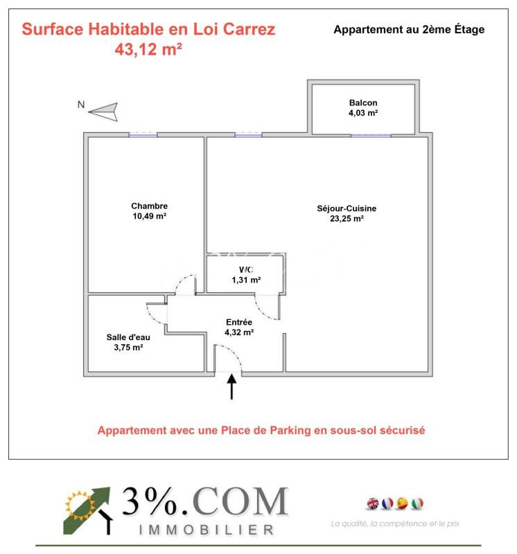 Appartement à vendre, 43m², Indre