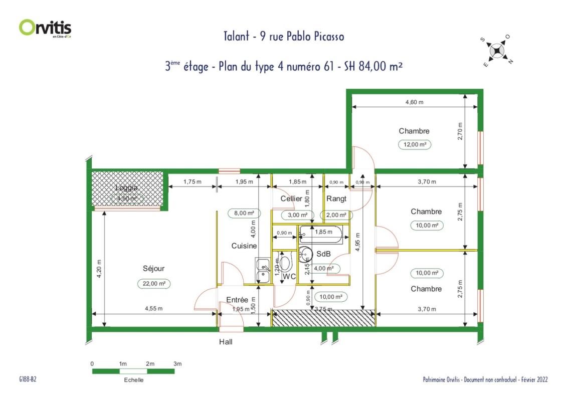 Appartement à louer, 84m², Talant