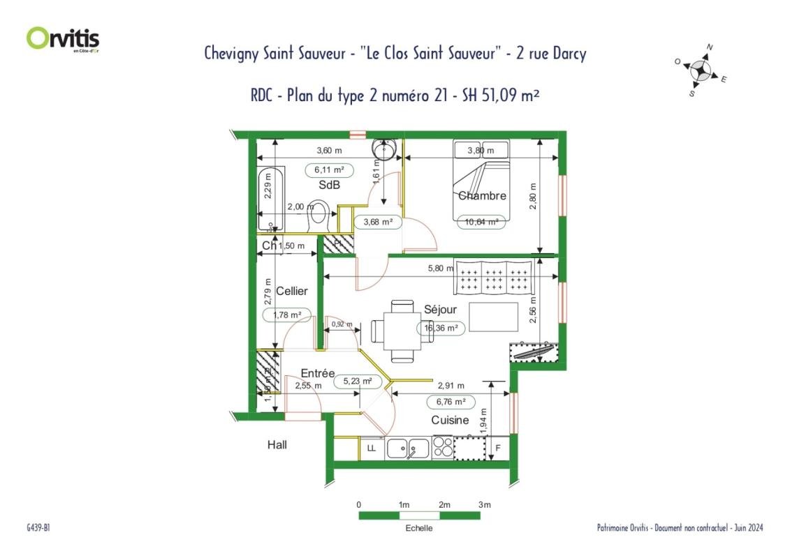 Appartement à louer, 51m², Chevigny-Saint-Sauveur