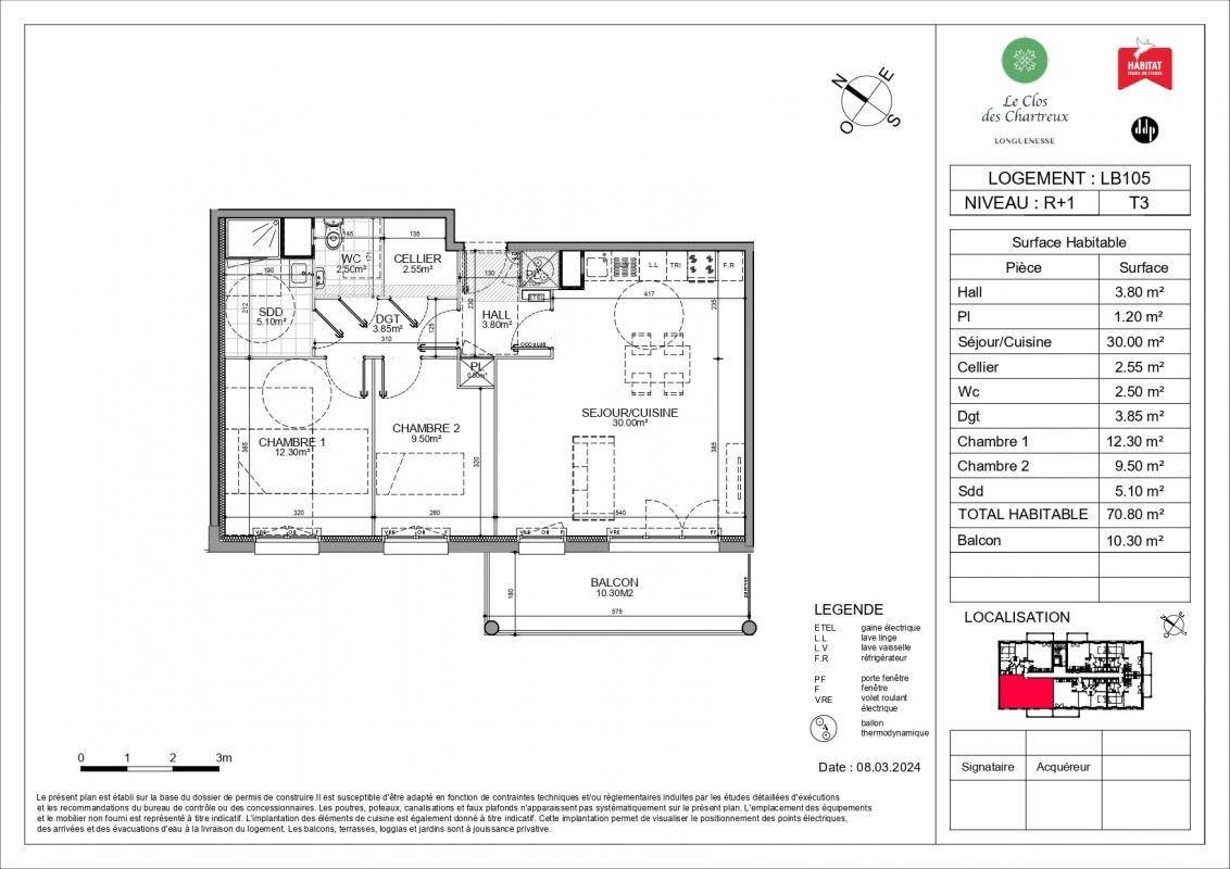 Appartement à vendre, 71m², Longuenesse