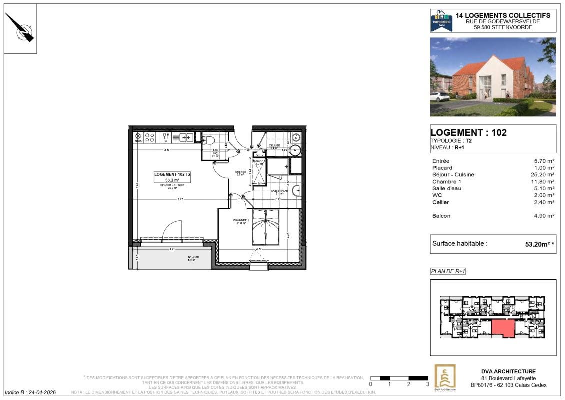 Appartement à vendre, 53m², Steenvoorde
