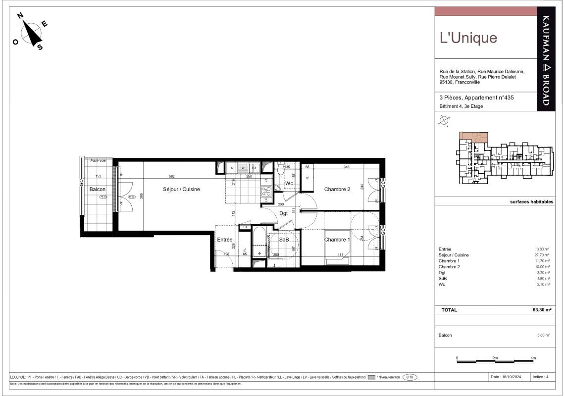 Appartement à louer, 63m², Franconville