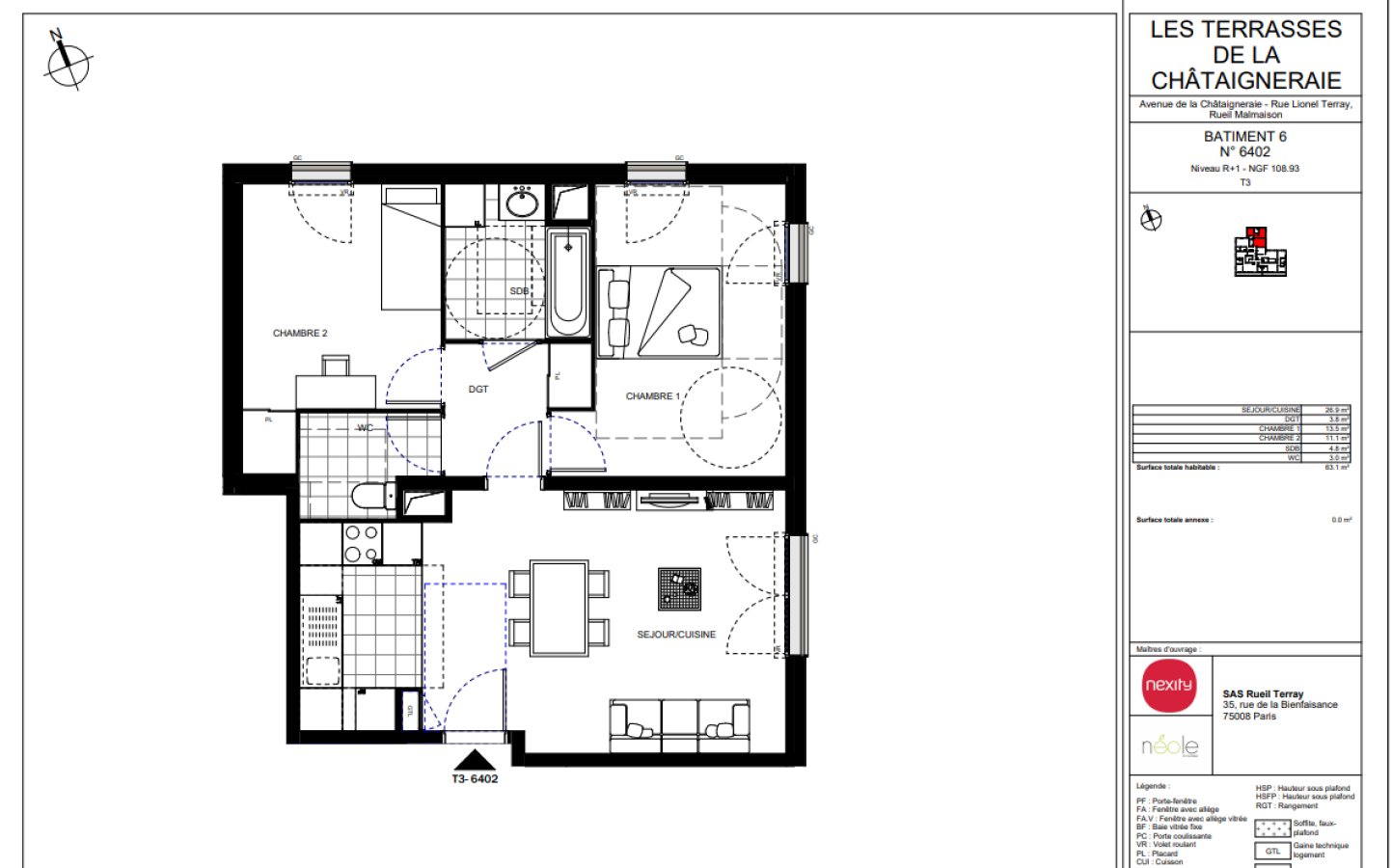 Appartement à louer, 63m², Rueil-Malmaison