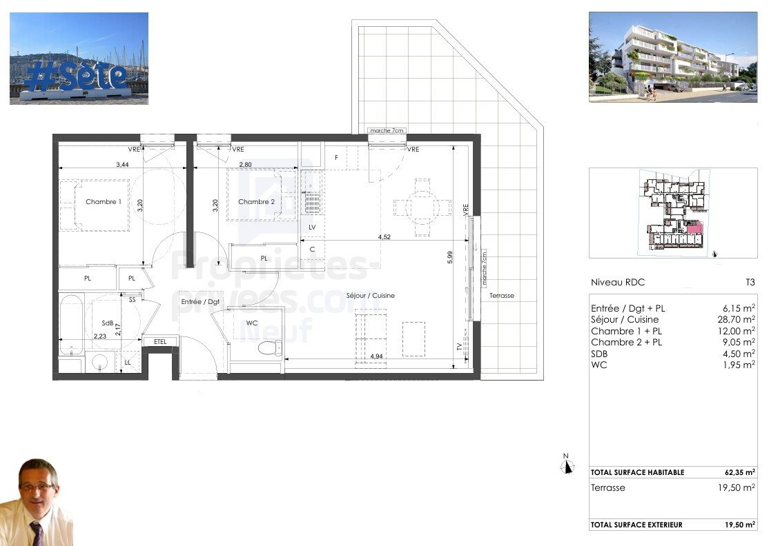 Appartement à vendre, 62m², Sète