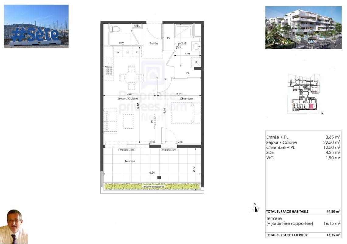 Appartement à vendre, 44m², Sète