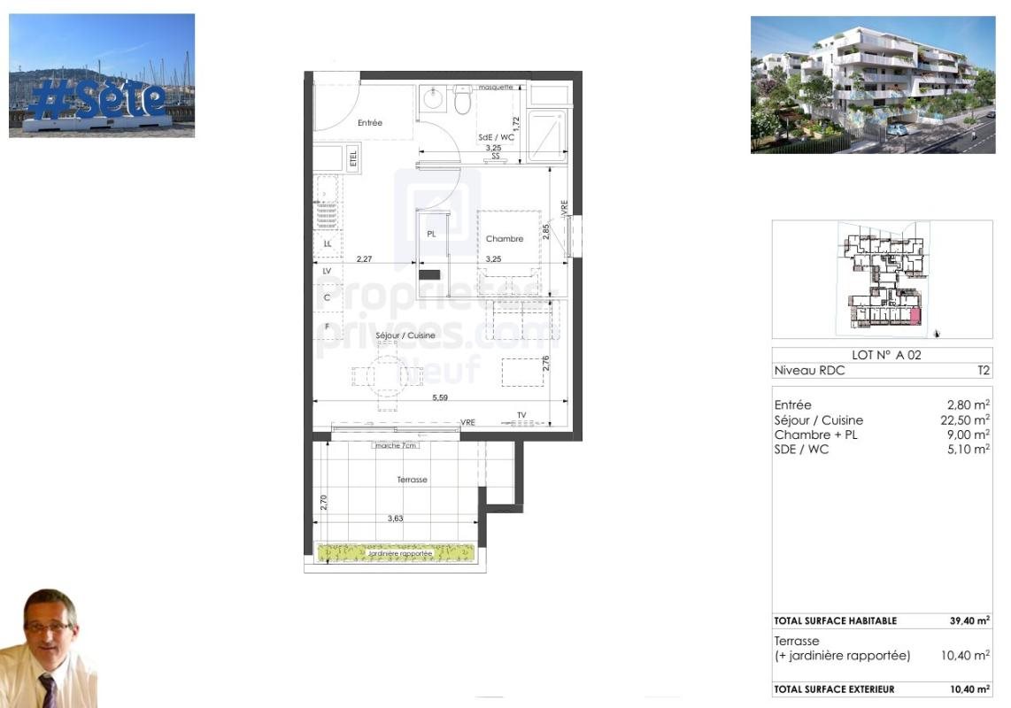 Appartement à vendre, 39m², Sète