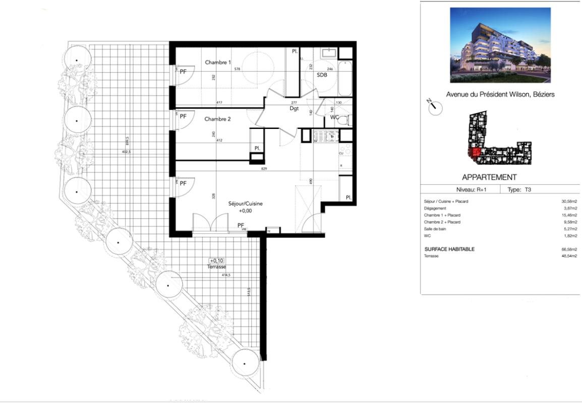 Appartement à vendre, 66m², Béziers