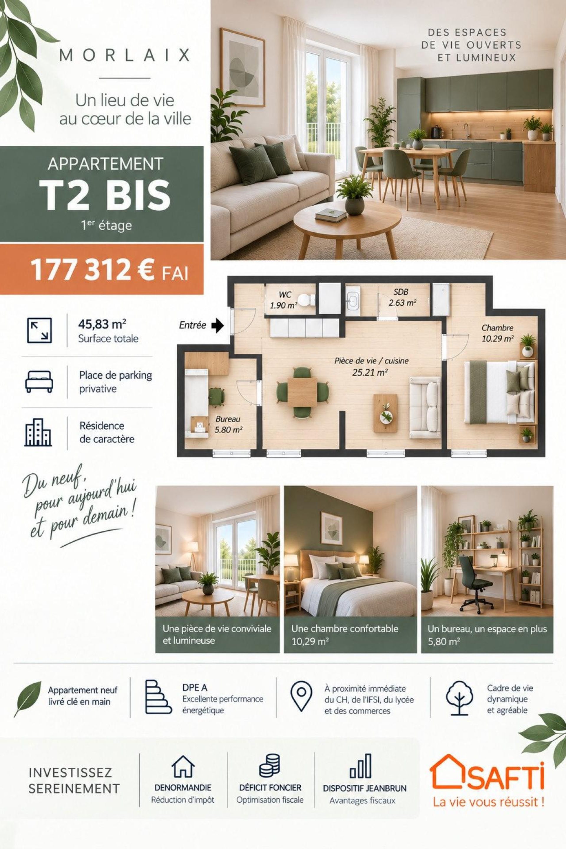 Appartement à vendre, 45m², Morlaix