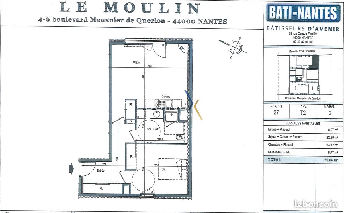 Appartement à louer, 51m², Nantes