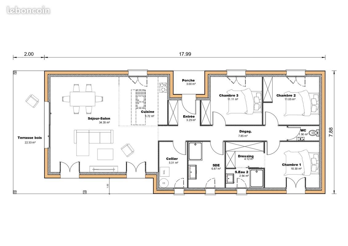 Maison à vendre, 108m², Lalandusse