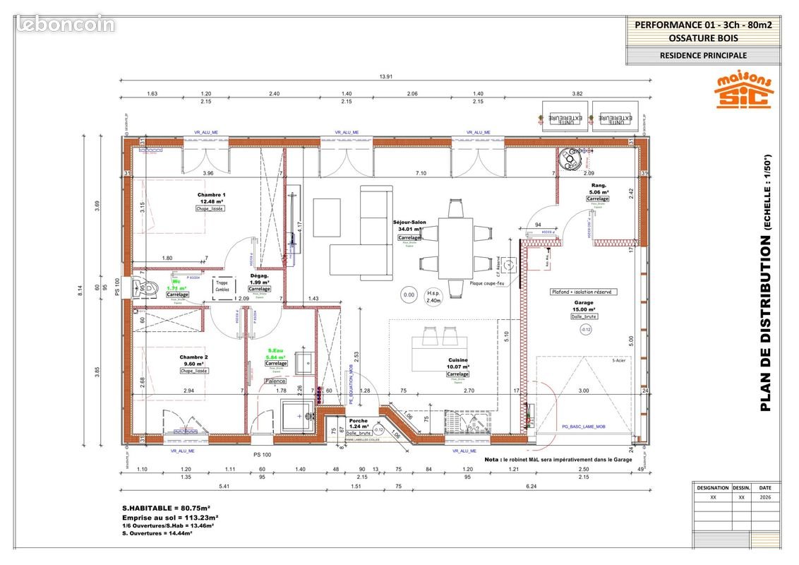 Maison à vendre, 80m², Mézos
