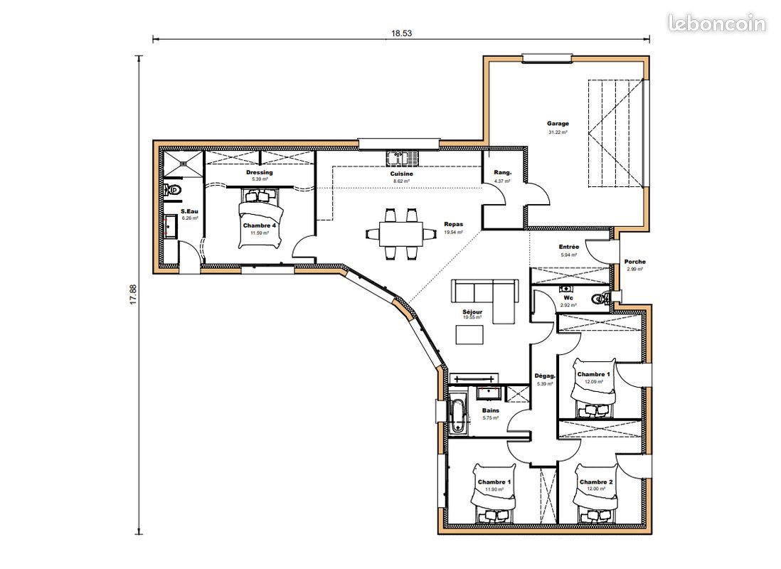 Maison à vendre, 130m², Gimont
