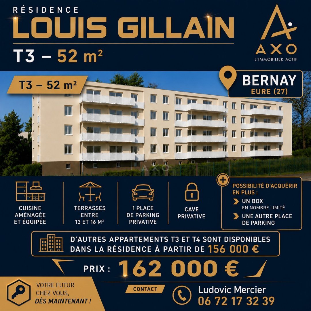 Appartement à vendre, 52m², Bernay