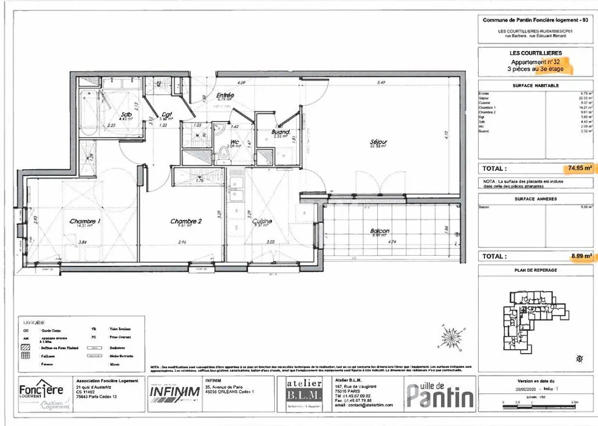 Appartement à louer, 75m², Pantin