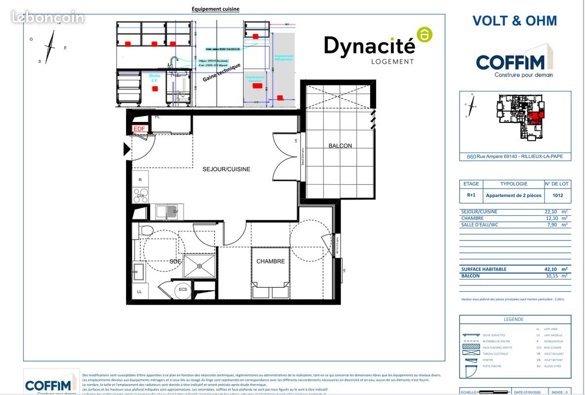 Appartement à louer, 42m², Rillieux-la-Pape
