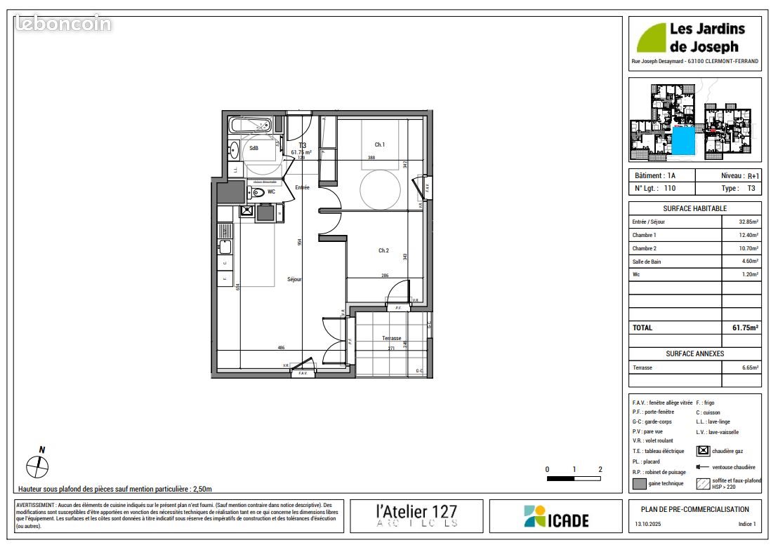 Appartement à vendre, 61m², Clermont-Ferrand