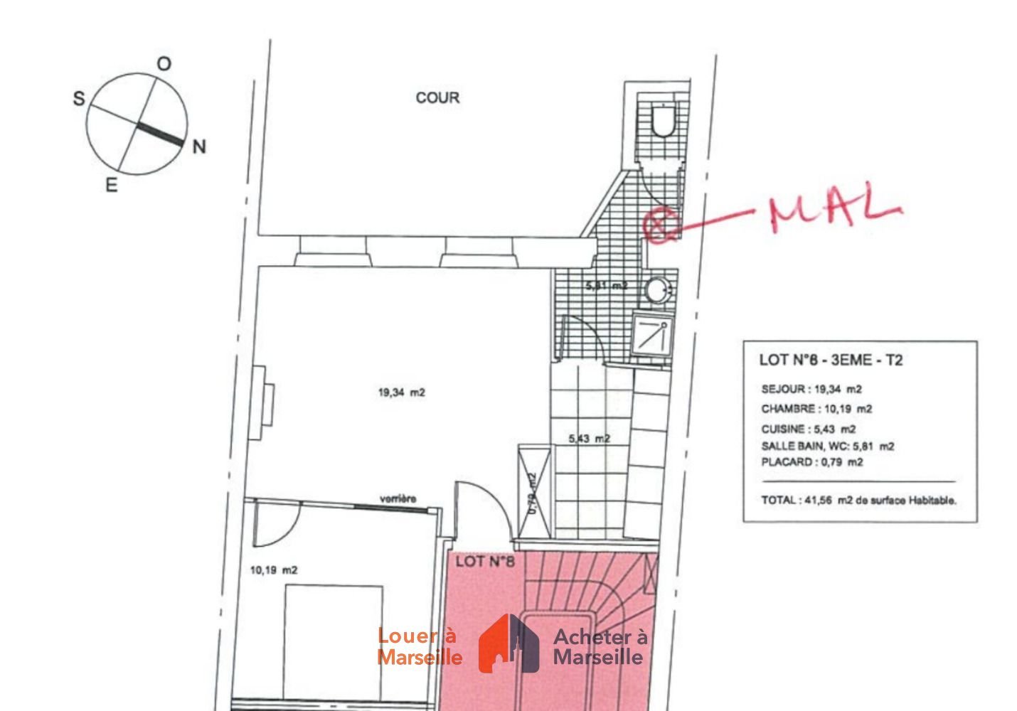 Appartement à louer, 32m², Marseille 6ème