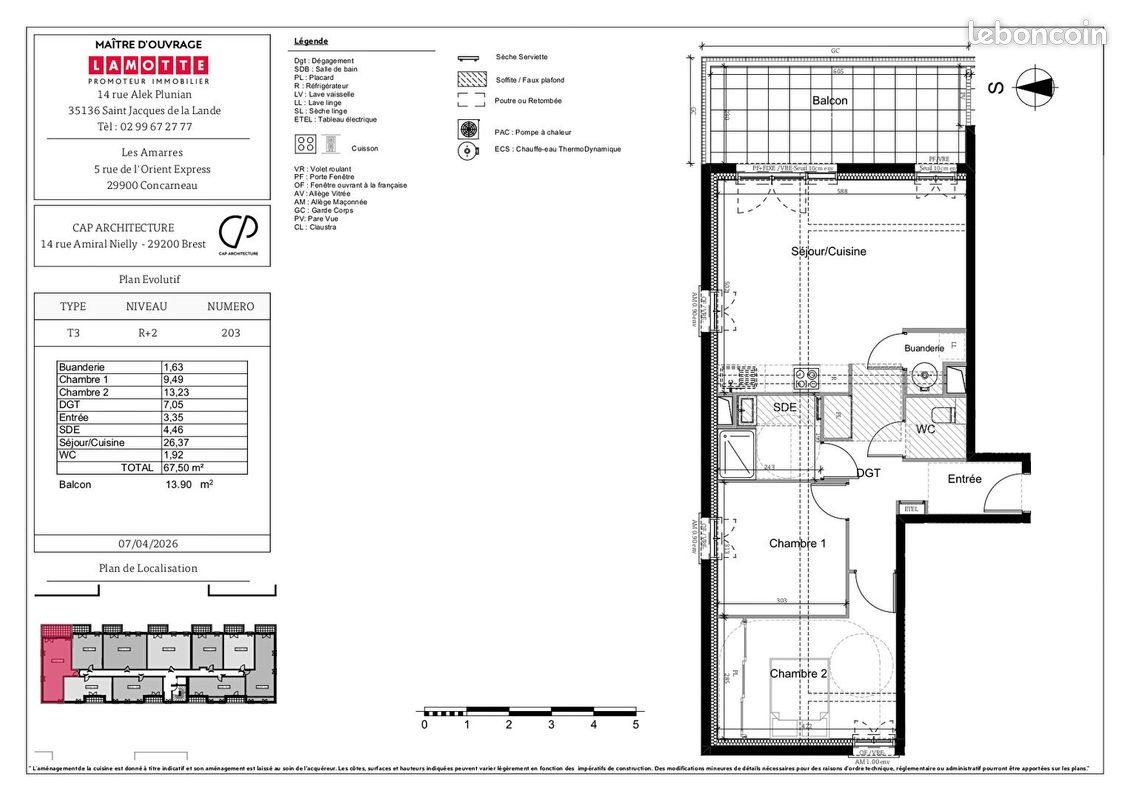 Appartement à vendre, 68m², Concarneau