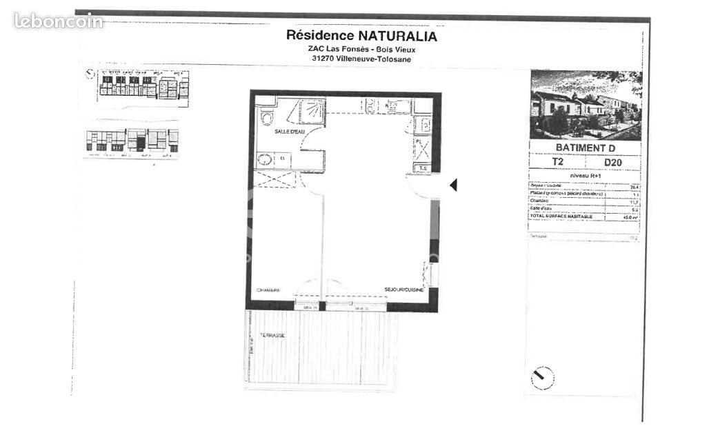 Appartement à louer, 45m², Villeneuve-Tolosane