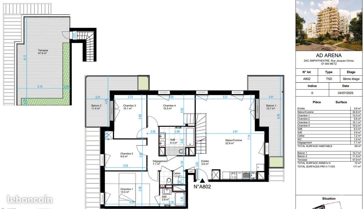 Appartement à vendre, 99m², Metz