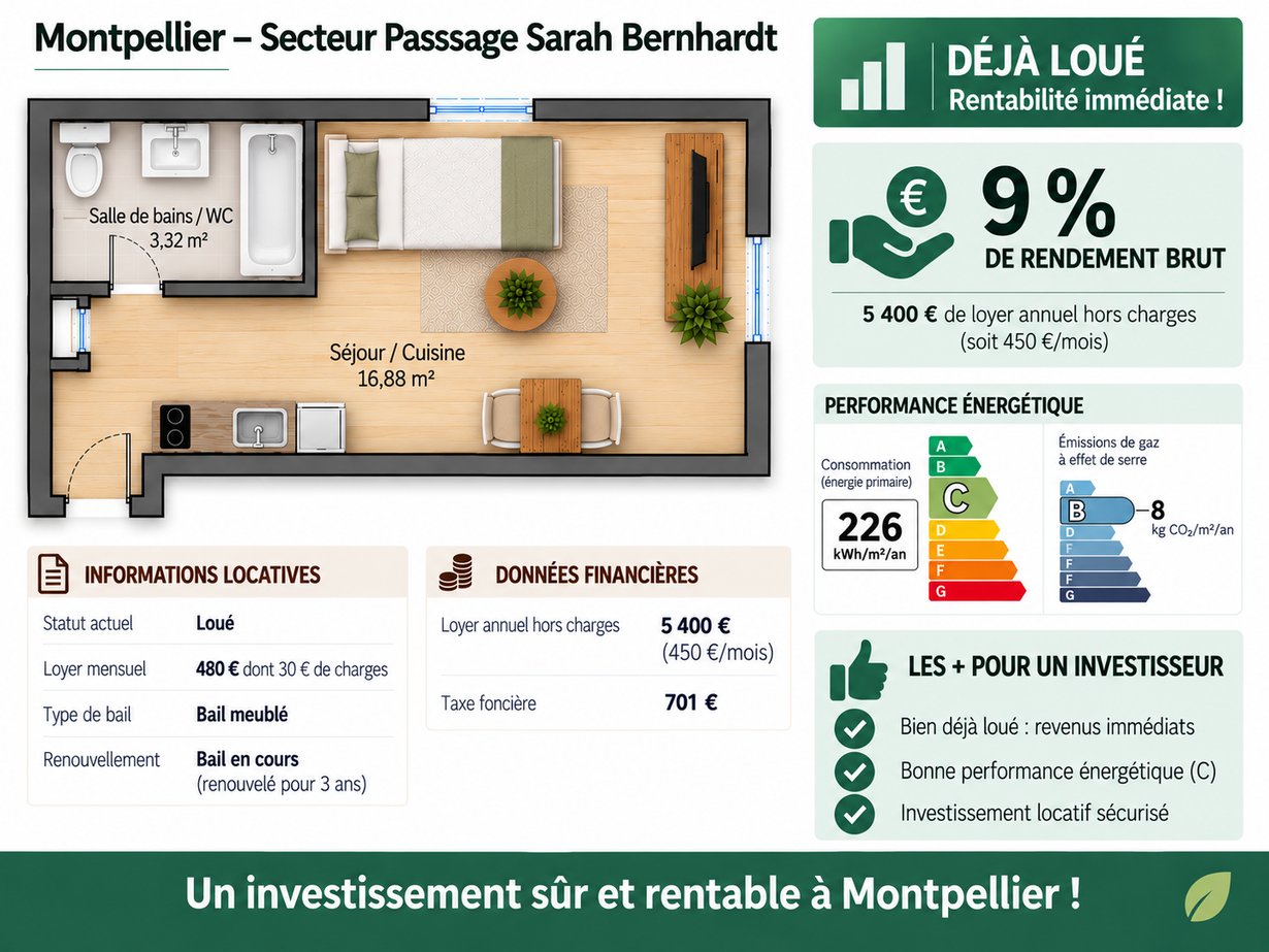 Appartement à vendre, 20m², Montpellier