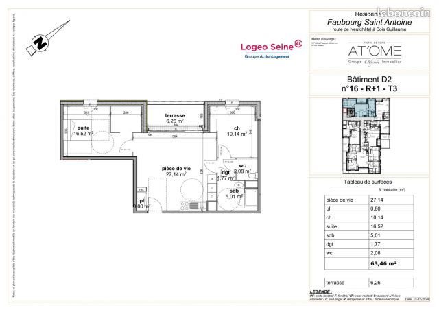 Appartement à vendre, 63m², Bois-Guillaume