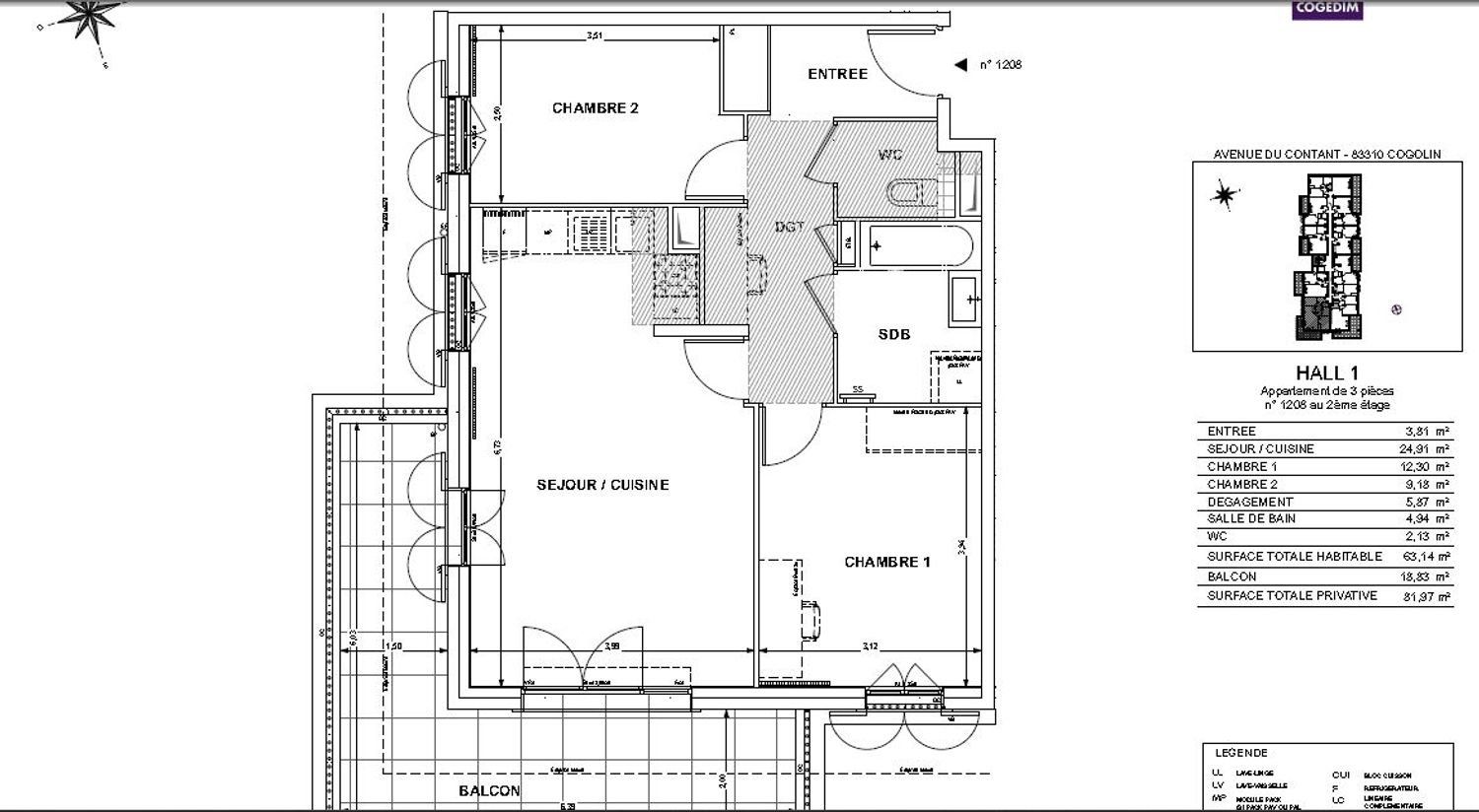 Appartement à louer, 63m², Cogolin