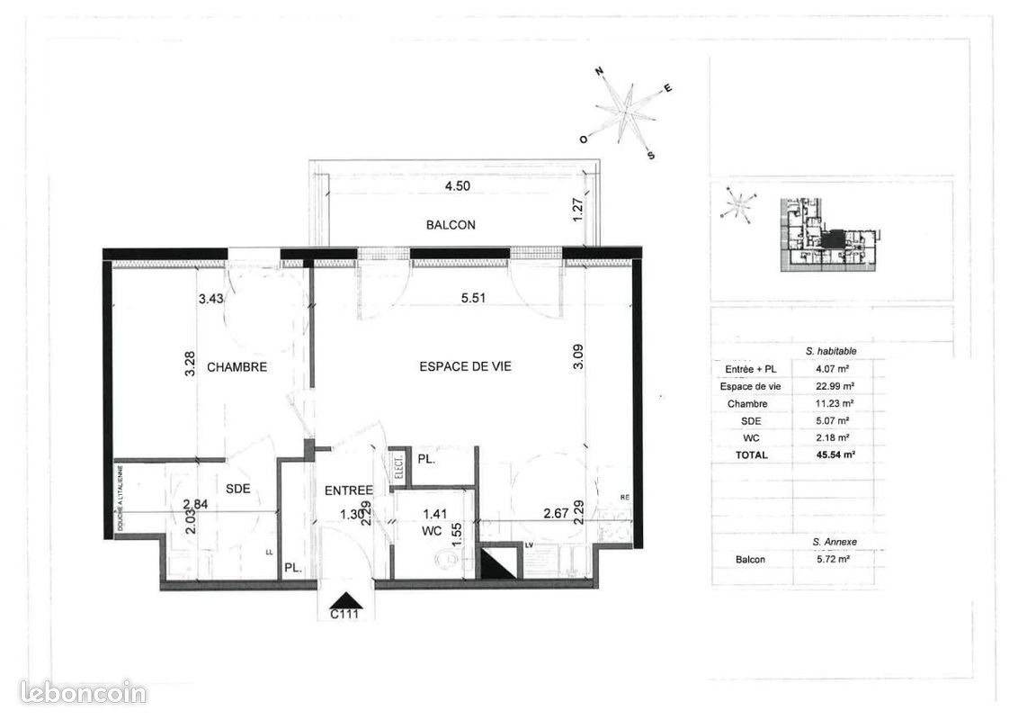 Appartement à louer, 46m², Saint-Barthélemy-d'Anjou