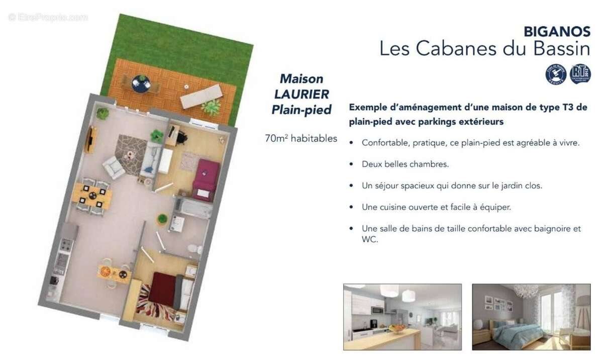 Maison à vendre, 70m², Biganos