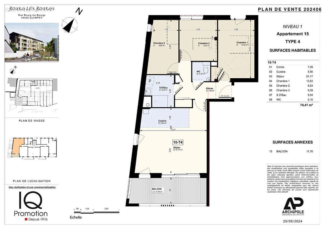 Appartement à vendre, 74m², Quimper