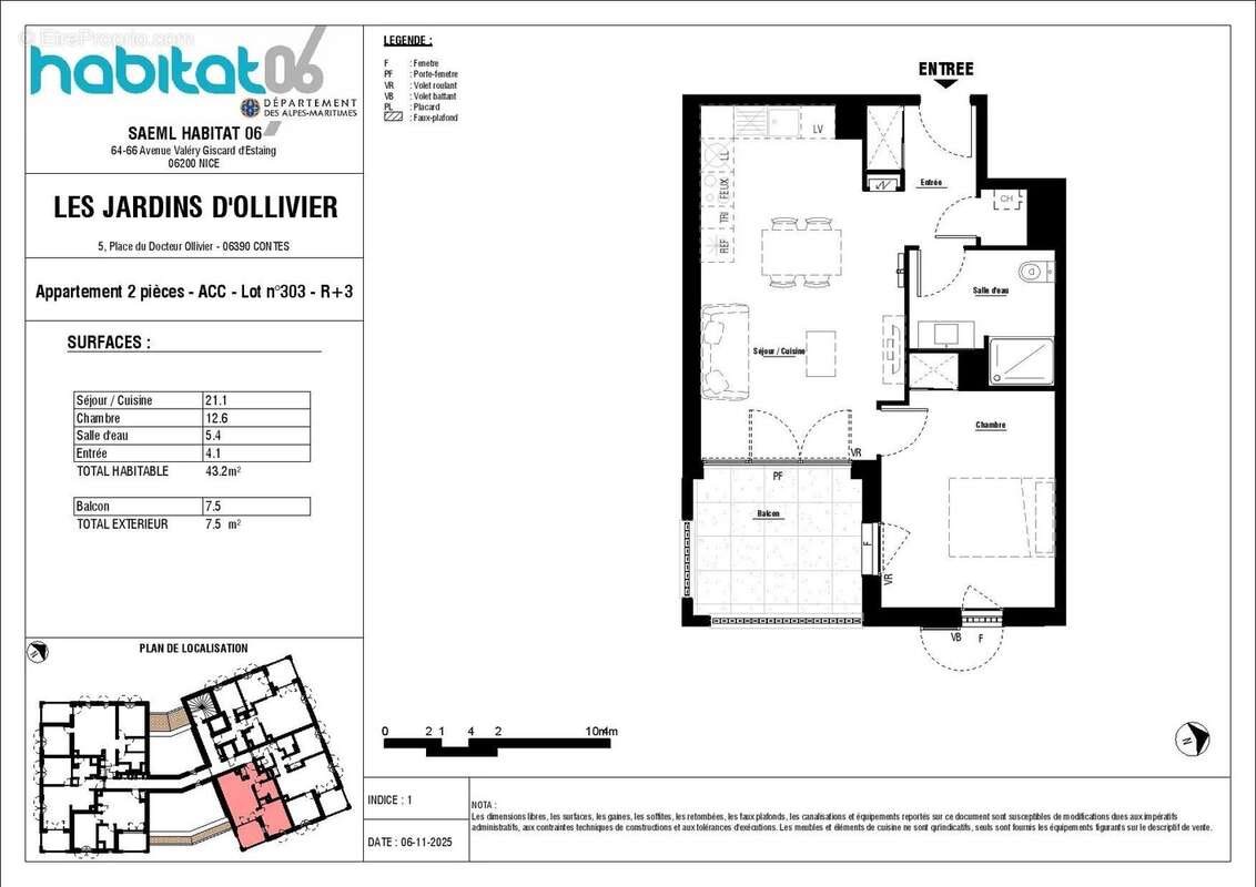 Appartement à vendre, 43m², Contes