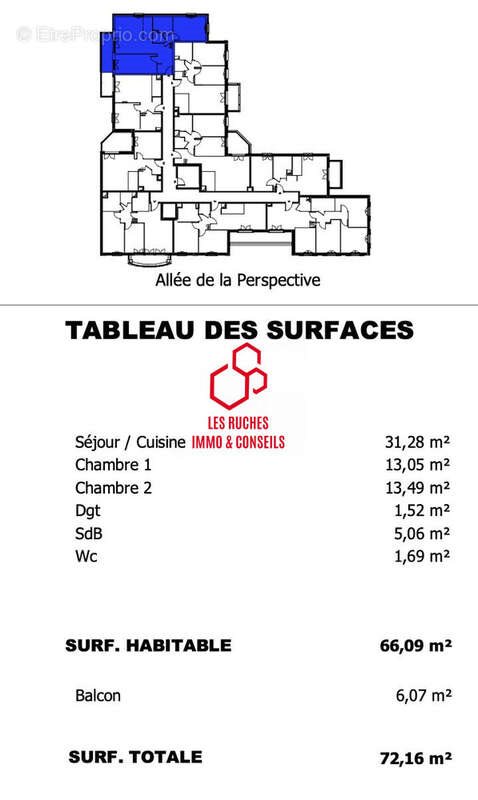 Appartement à vendre, 66m², Savigny-le-Temple
