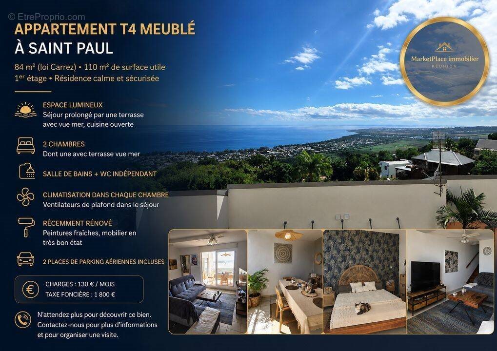 Appartement à vendre, 84m², Saint-Paul