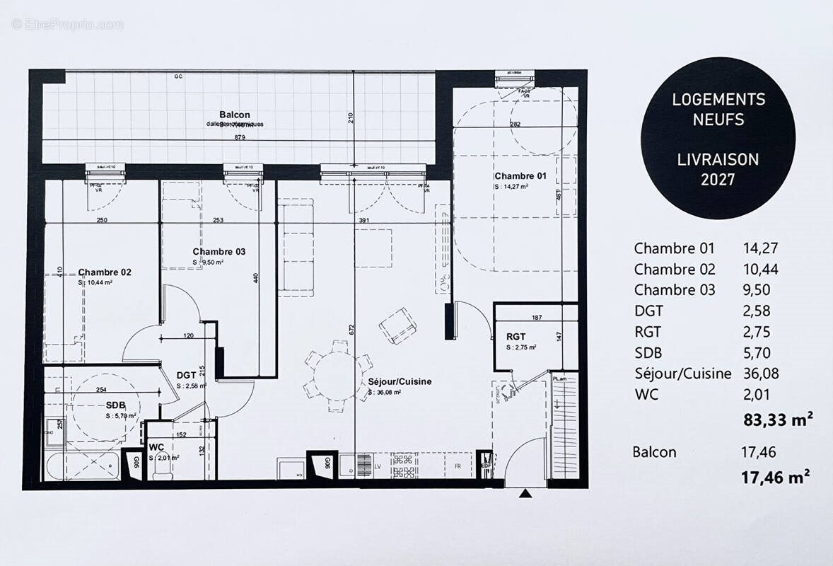 Appartement à vendre, 83m², Bourgoin-Jallieu