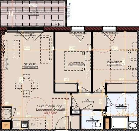 Appartement à vendre, 64m², Tournefeuille