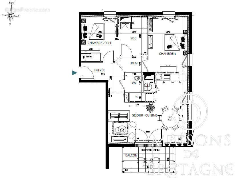 Appartement à vendre, 61m², Pont-Aven