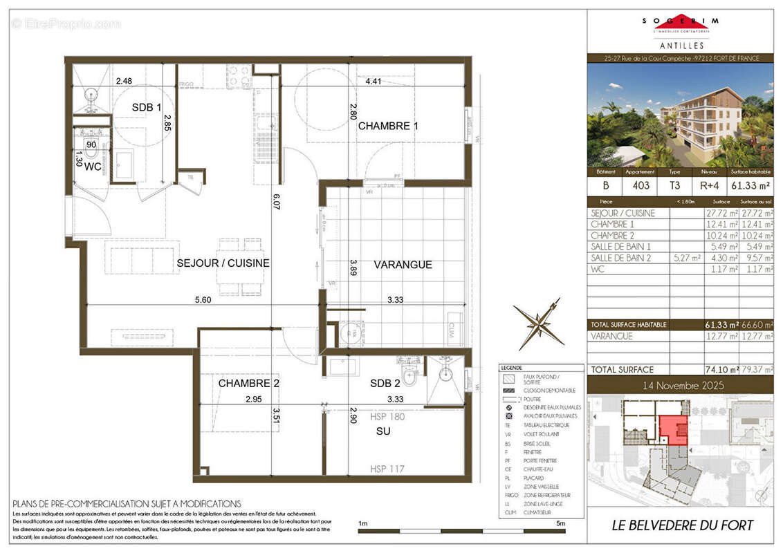 Appartement à vendre, 61m², Fort-de-France