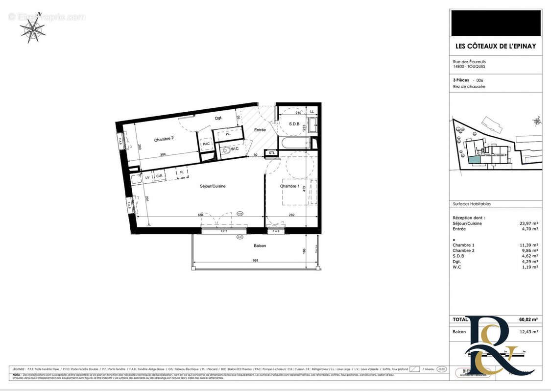 Appartement à vendre, 60m², Touques