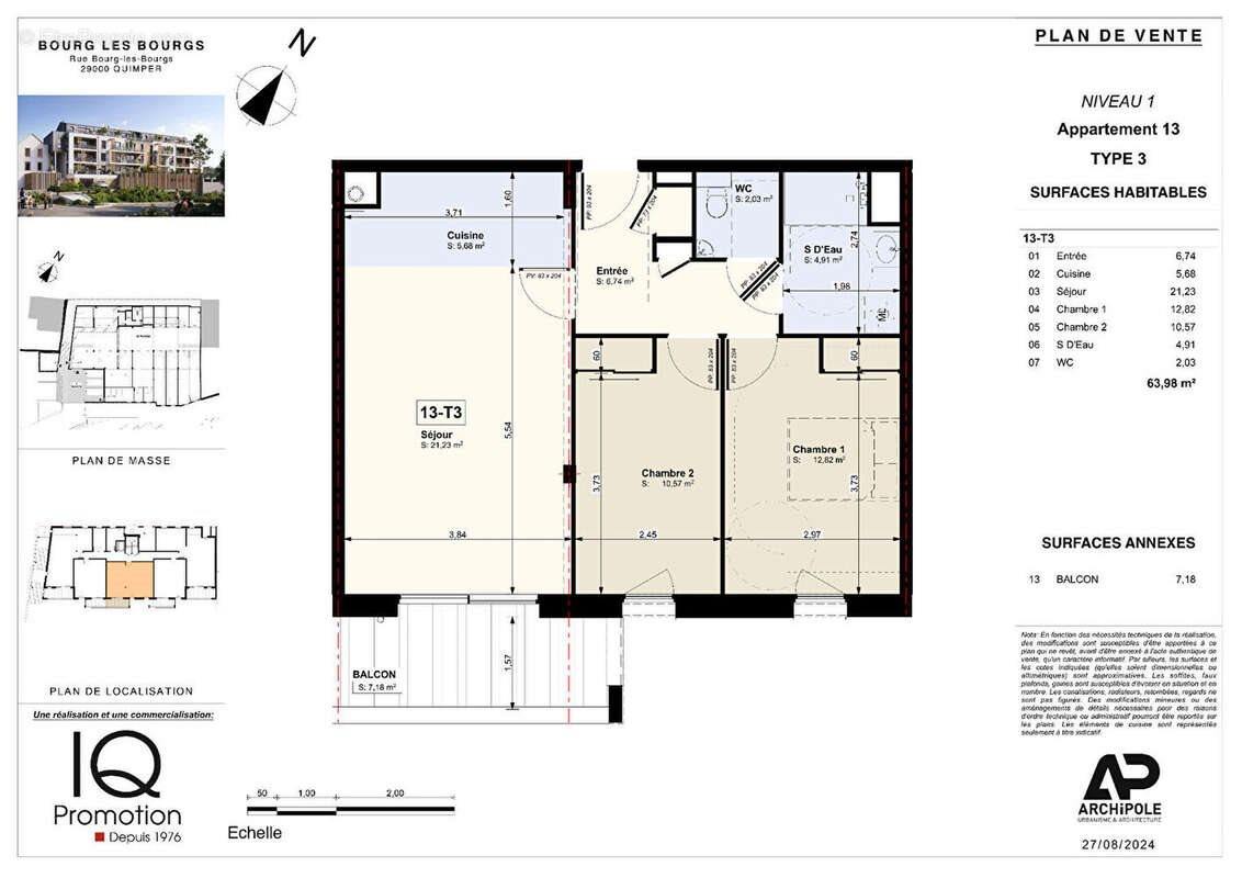 Appartement à vendre, 63m², Quimper