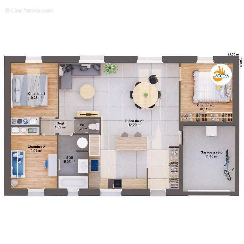 Maison à vendre, 79m², Saunay