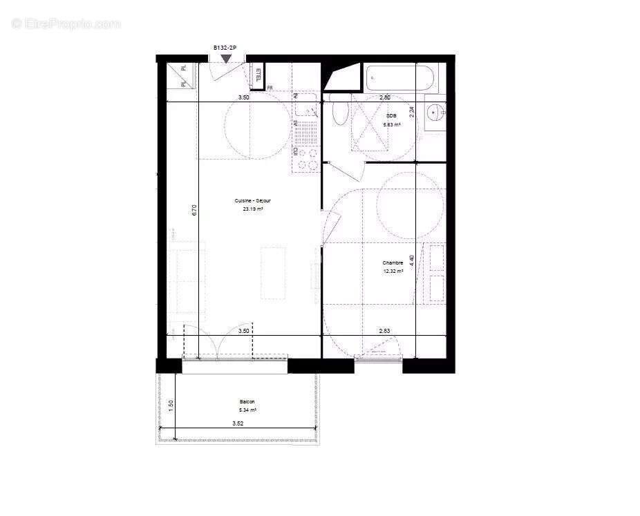 Appartement à vendre, 61m², Le Coudray-Montceaux