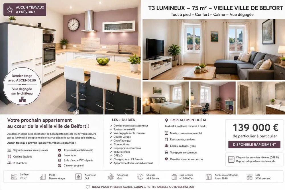Appartement à vendre, 75m², Belfort