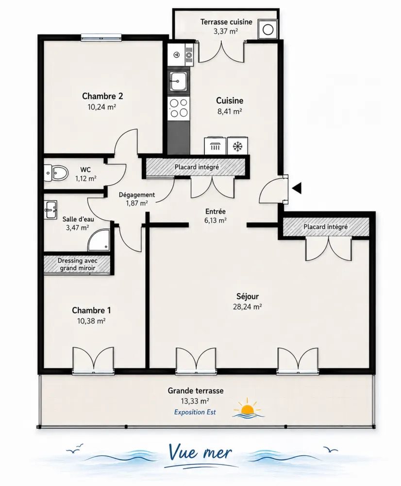 Appartement à vendre, 70m², Bastia
