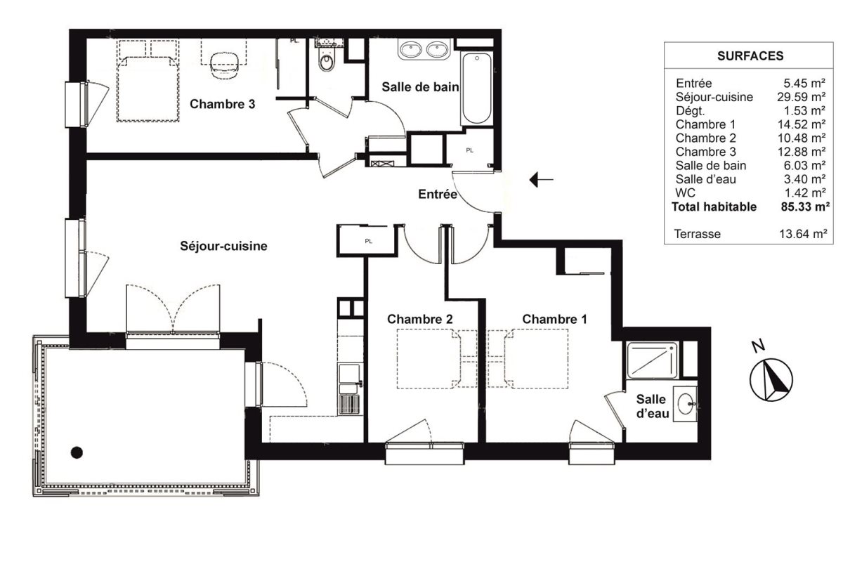 Appartement à vendre, 85m², Gradignan