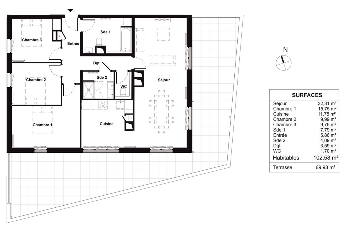 Appartement à vendre, 102m², Gradignan