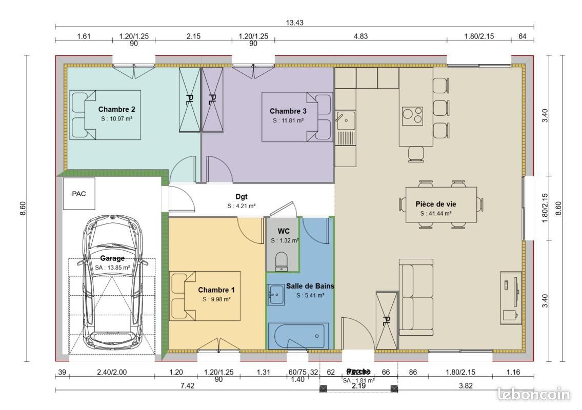 Maison à vendre, 85m², Mions