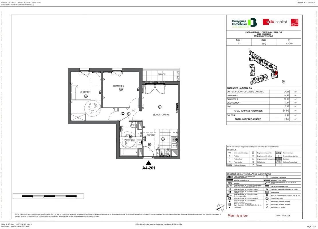Appartement à vendre, 55m², Bois-Colombes
