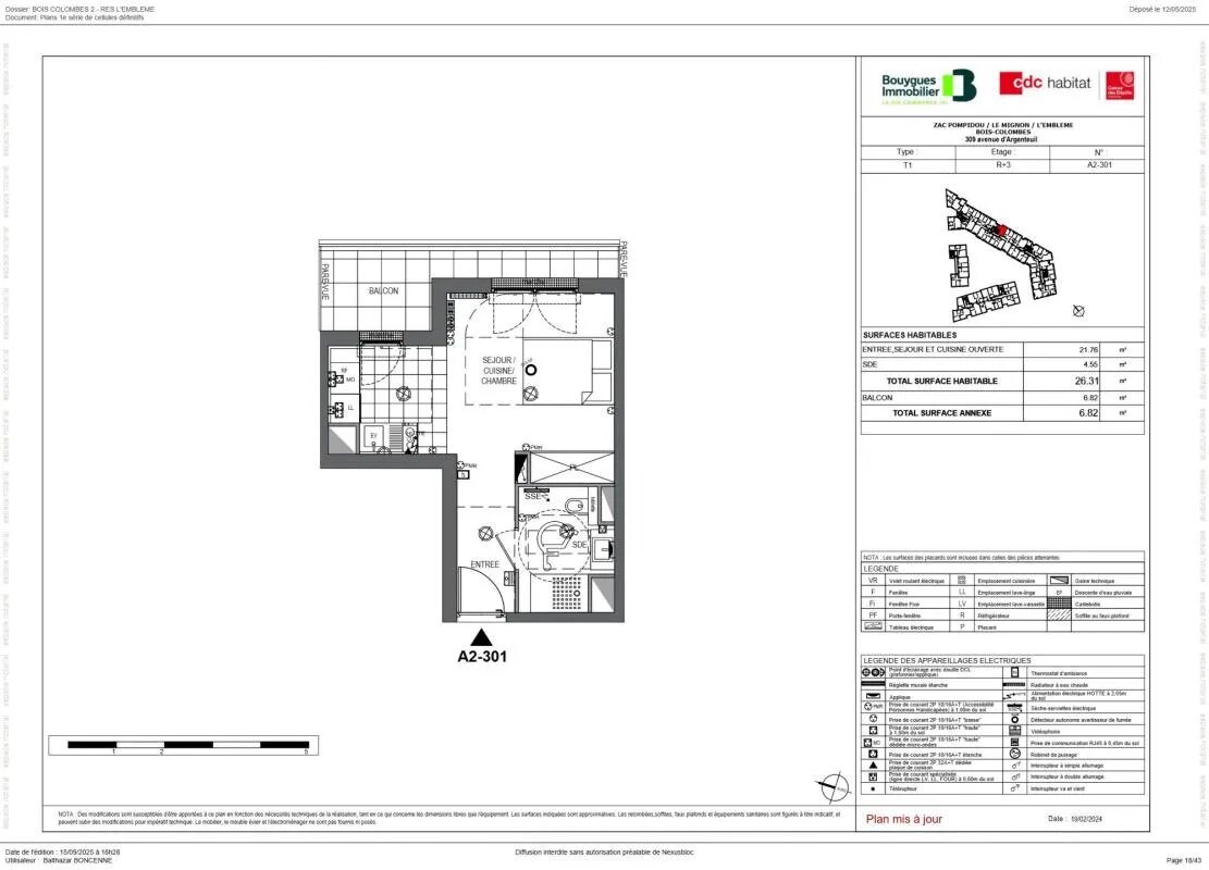 Appartement à vendre, 26m², Bois-Colombes